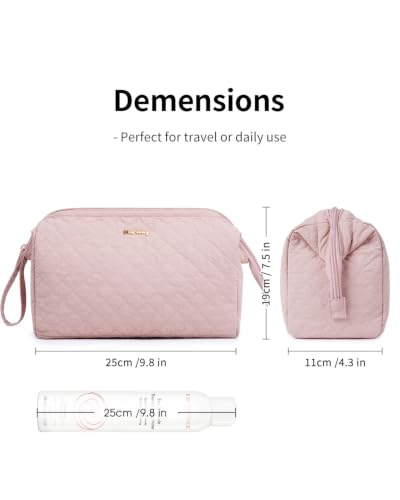 Image of Narwey Quilted Makeup Bag Travel Toiletry Bag, Nylon Cosmetic Bag for Women