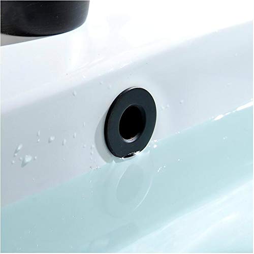 NSODOO Basin Trim for Sink Overflow Cover Brass Insert in Hole Round Plugs Matte Black 2pcs - Image 2