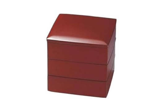 [北市漆器店]手塗うるし5.0寸 三段重(朱)[高島屋選定品][58C0451]