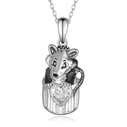 Opossum Necklace 925 Sterling Silver Possum Gifts Cute Animals Jewelry Gifts for Women