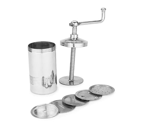 Image of Stainless Steel Kitchen Press Machine with 6 Interchangeable Blades - Manual Sev Sancha for Namkeen, Chakli & Snacks Making
