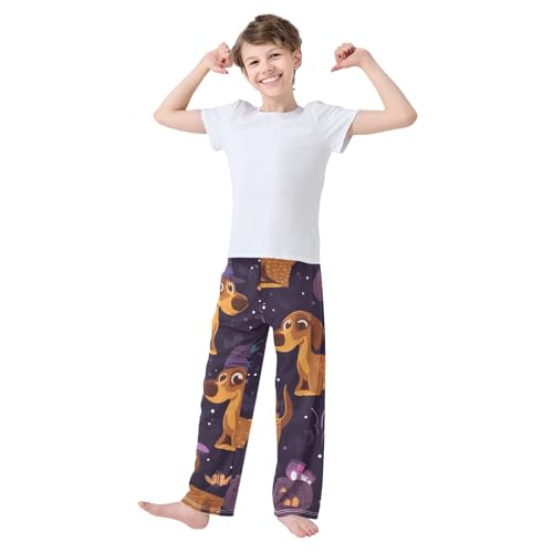 ZZXXB Dachshund Spider Web Boys Long Pants Soft Trousers Elastic Waist Kids Lounge Bottoms with Pockets S-XL3