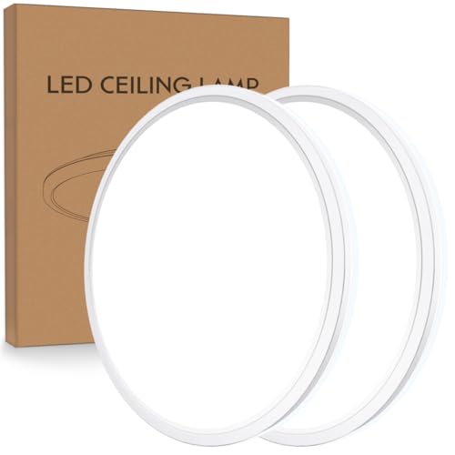 slochi [ 2 Pack] Bathroom Lights, 2050LM Round Ceiling Lights,6500K,150W Equivalent,Ultra-Thin,Small,Dome,Waterproof Modern LED Flush Mount Ceiling Lamp for Bedroom,Kitchen,Toilet,Utility RoomØ22CM