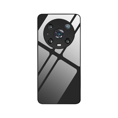 BORYA Vidrio Funda para Honor Magic4 Pro (Magic 4 Pro), Ultradelgado Antigolpes Suave Silicona Vidrio Templado Carcasa, TPU + PC Antiarañazos Estuche, Sencillo Color Sólido Caso. Negro