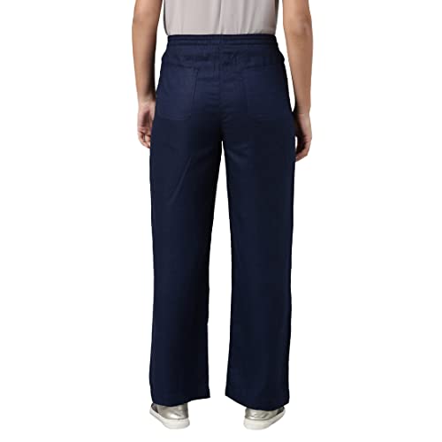 Image of GO COLORS Solid Linen Cargo Pants for Women | Full Length, Mid Rise, Side Pockets