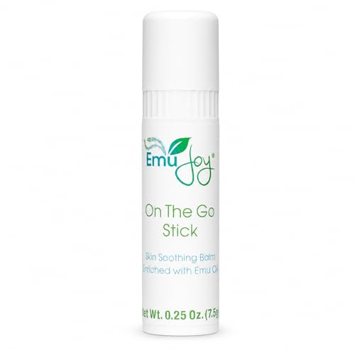 Emu Joy On The Go Skin Balm Stick - Natural Portable Balm with Emu Oil, Calendula & Chamomile - For Dry, Sensitive, Eczema Prone & Psoriasis Prone Skin - Pocket Size Twist-Up - 0.25 oz