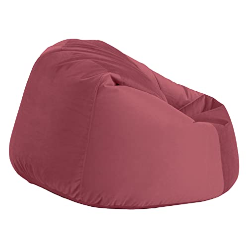 كرسي استرخاء بين باج ناعم ومريح من بيناليجونز | نيكلاس، مصنوع من قماش مخملي محشو بحبيبات، نمط سادة لون رمادي فاتح مقاس L - زهري داكن