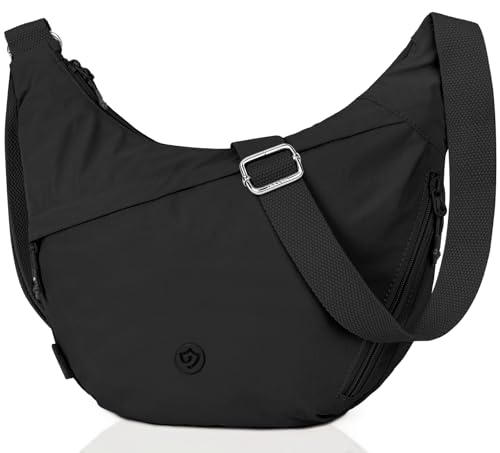 JUYANO Bolso Mujer Pequeño Bolso Bandolera Mujer, Half Moon Bag con Múltiples Bolsillos, Ligero Crossbody Bag con Correa Ajustable para Trabajo Compras Viajes Deporte，Negro