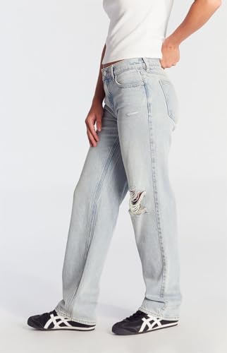 PacSun Women's Jordyn Low Rise Straight Leg Jeans Ripped Light Indigo2