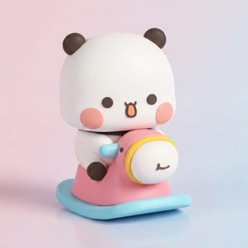 Image of 2 Pieces Bubu Dudu Panda Bear Figure Cartoon Exciting Bear Miniatures for Car Dashboard (5CM Height)