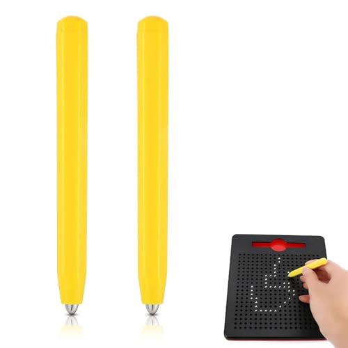 2 Bolígrafos de Repuesto Magnética Lápiz de Dibujo Magnética Bolígrafo Magnético para Tablero de Escritura Repuesto Lápiz para Tablero Dibujo Magnético Magnapad A a Z y Números del 0 al 9, Amarillo