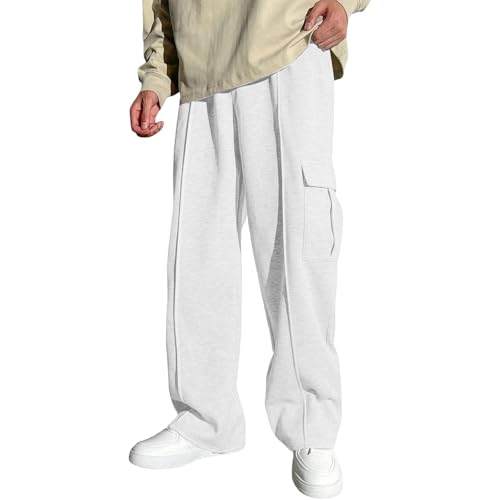 Pantalones de Jogging holgados para niños Pantalones Jogging para niño Cintura elástica Niño Deporte Sudadera Cintura elástica ancha Niño de holgada Niños, 2 blanco., 6-7 Años