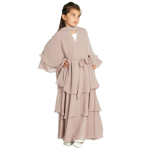 Chiffon layered Open Abaya Dubai Kaftan Muslim Cardigan Abayas Dresses For Girls Casual Robe Kimono Islam Clothing