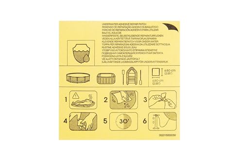BESTWAY 62091 - Kit de Reparación Parche Adhesivo Extra Fuertes para Uso Bajo el Agua Para Hinchables y Piscinas Desmontables Paquete 10 Unidades 6,35x6,35 cm