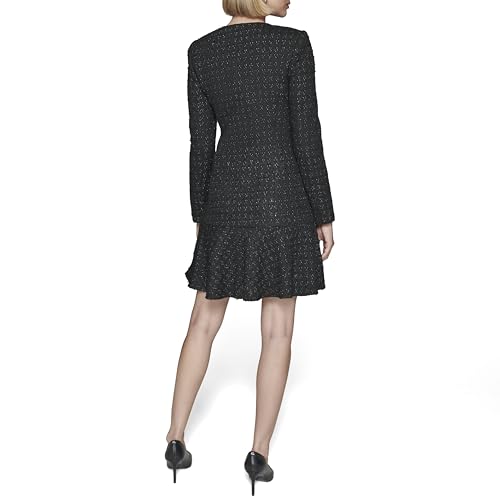 Image of Karl Lagerfeld Women's Embellished Buttons Long Sleeve V Neck Blazer Dress