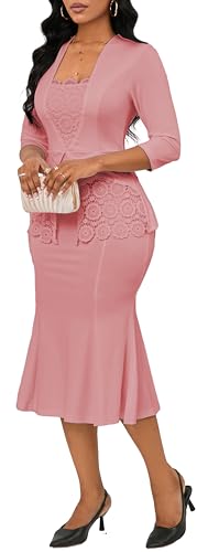 Image of Elegant Church Dress for Women Midi Dresses Work Wear Vintage Pencil Dress for Business Casual Outfits