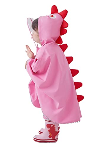 Image of Raincoat for Kids - Poncho Lightweight Waterproof Windproof Hooded Cute Cartoon Dinosaur with Carrying Bag