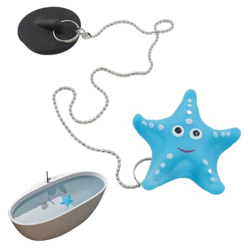 Bath Plug and Chain Universal Sink Plug Rubber Star fish Floating Bath Tub Stopper for Bathroom Kitchen Washbasin.