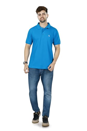 Image of KAUS & SHAN Men's Pure Cotton Regular Fit Solid Half Sleeve Casual & Semi Formal Office Wear Polo T-Shirt