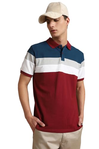 Image of Dennis Lingo - Men's Cotton Color-Blocked Slim Fit Polo T-Shirt