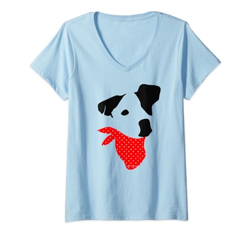 Femme Bandana Puppy Kerchief T-Shirt avec Col en V