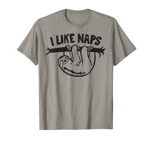 Funny Shirt - Maglietta con scritta "I Like Naps Lazy Animal Maglietta