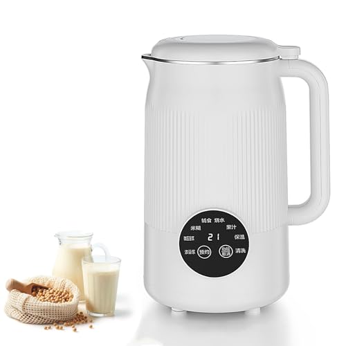 1L Automatic Soy Milk Maker, 800W Nut Milk Machine with 8 Settings – Durable 304 Stainless Steel Blade for Hot/Cold Soy Milk, Smoothies & Plant-Based Beverages