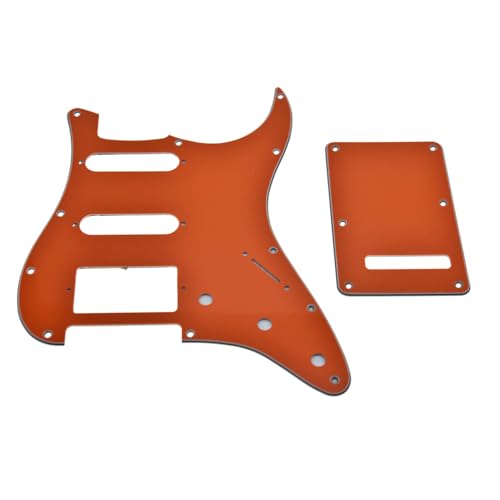 Dopro Strat HSS Guitar Pickguard ST Back Plate Tremolo Cover for USA/Mexican FD Strat Orange 3 Ply