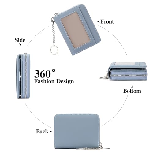 Image of GAEKEAO Wallet Women RFID Blocking Leather Credit Card Holder Compact Small Womens Wallet with ID Window Zipper Coin Pocket