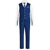 Happy Dolphin Boy Suit Vest 4-Piece, Waistcoat Set,Wedding,Communion,Daily wear, Blue