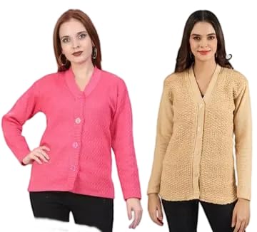 Mohan Traders' Winter Soft Knit Solid Full Sleeves Button Down Woolen Pullover for Women_CMB_136-picture-34