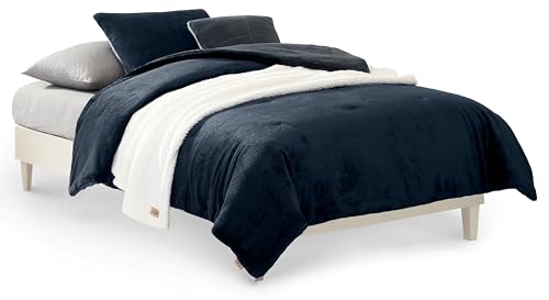 UGG Twin Comforter Set 4 Piece Bed in a Bag with Throw Blanket, Decorative Pillow Sham and Reversible Comforter Hypoallergenic Washable College Dorm Bedding, Twin XL, Blue (Remina)