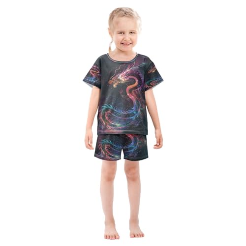 senya Short Sleeve Pajamas Sets Summer Cotton Sleepwear Rainbow Color Dragon3