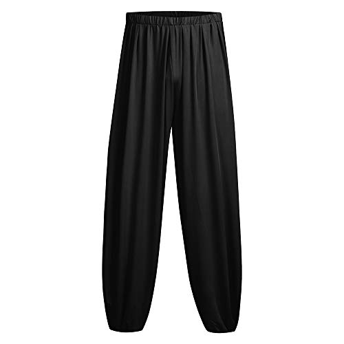 iYYVV Fashion Men\'s Casual Solid Loose Sweatpants Trousers Jogger Dancing Yoga Pant Black