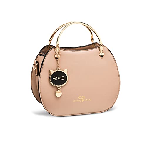 Petit sac besace rond kaki avec pendentif chat : le cadeau idéal