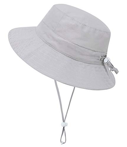 Simplicity Grey Baby Cute Boy Sun Sun Protection Beach Bucket Hat, Grey / 0-12 Months