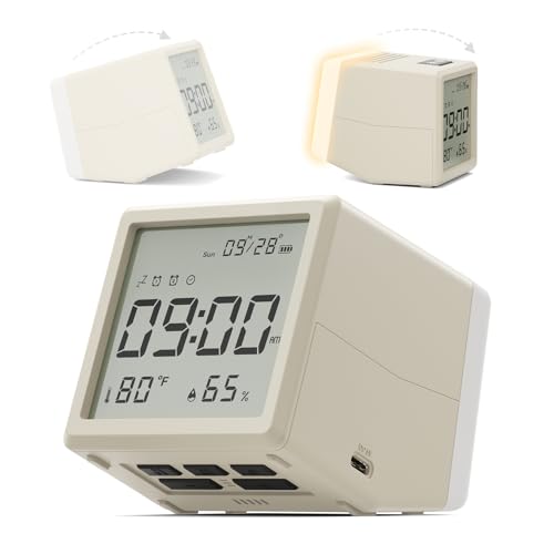 Aurolumiz Digital Alarm Clock, with Battery Powered, Dimmable Night Light, Thermometer & Hygrometer, Desk & Bedside Clock for Bedroom, for Adults, Kids, Teens, Travel
