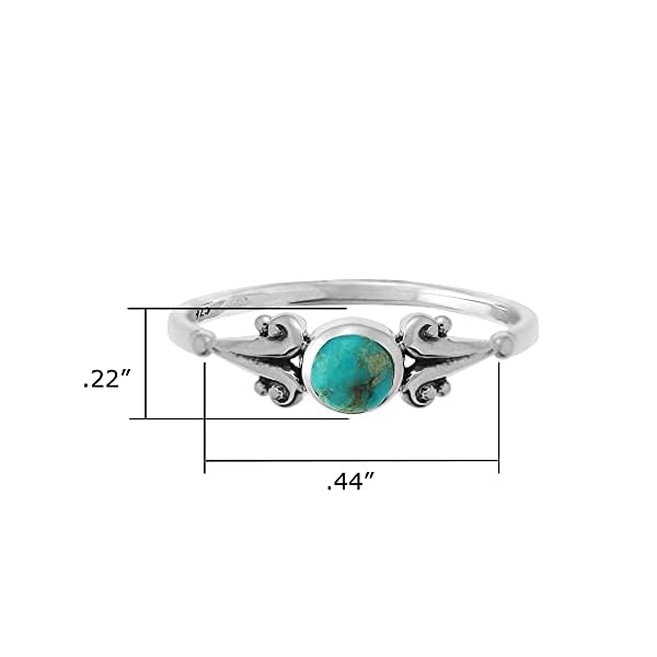 Boma Jewelry Sterling Silver Round Turquoise Ring with Scrolling Side Detail (7)