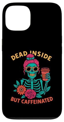 Dead Inside But Caffeinated Skeleton コーヒー エナジードリンク スマホケース iPhone 13 用