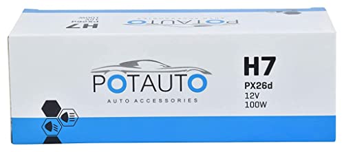 Image of Potauto H7 XTRA Head Light Halogen Bulb For Car, 12V 100W - PX26d | 3500K | Pack of 10