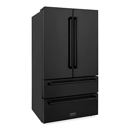 Zline Kitchen And Bath RFM-36-BS Zline 36 Inch 22.5 Cu. Ft 4-Door French Door Refrigerator With Ice Maker In Fingerprint Resistant Black Stainless Steel thumb #1