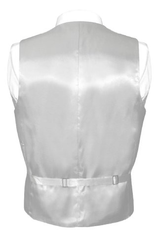 Men's SILK Dress Vest & NeckTie Solid SILVER GREY Color Neck Tie Set2