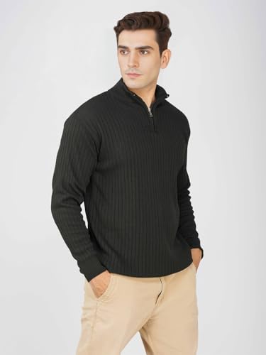 Image of LOQUE Men's Wool Blend Selection Sweater Half Zip High Neck Pullover Warm Casual Winter Wear for Office and Travel
