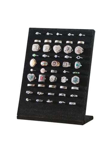 Ausalivan Ring Board Display Stand Velvet Jewelry Earring Organizer Holder for Selling Vendors Storage Tray for Multiple Rings (Black)