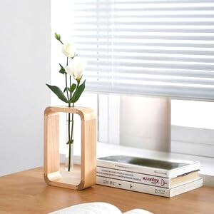 HS ART Small Wooden Table Flower Vase with Borosilicate Glass Propagation Decor Plant Holder for Home Office Living Room. 6X3 Inch. (B0D6PF2TFC) Amazon Price History, Amazon Price Tracker
