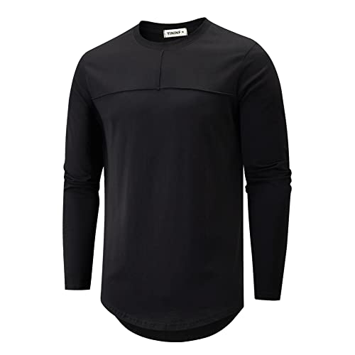 Image of YININF Men's T-Shirts Hipster Short Sleeve Solid Color Crew Neck Cotton Soft Fitted Tees