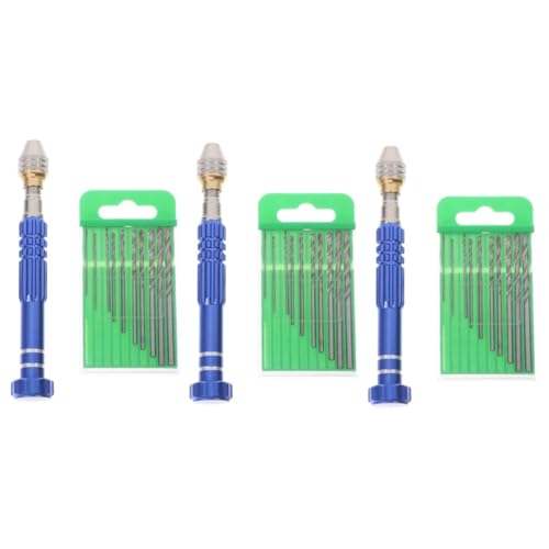 STOBAZA 3 Sets Manual Drill Pin Vise Hand Drill Mini Drill Pin Vice Hand Drill for Jewelry Making Craft Drill Small Drill Bits Pin Drill Hand Drill Manual Micro Drill Bits Small Hand Drill