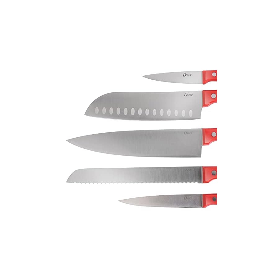 Oster-Evansville-14-Piece-Stainless-Steel-Cutlery-Block-Set-Red-Handles Oster Evansville 14 Piece Stainless Steel Cutlery Block Set, Red Handles