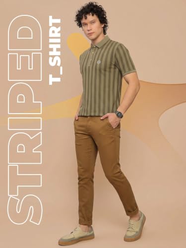 Image of Lux Nitro Men's Striped Polo T-Shirt | Cotton Blend Half Sleeve Collared T-Shirt for Man | Regular Fit Casual Wear