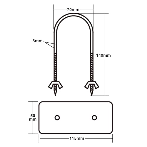 2 Stück Rotisserie Gabel U-Bolzen aus 304 Edelstahl, 14 cm Länge Grillzubehör, passend für Spießstangen bis 6,9 cm Durchmesser, Drehspieß Zubehör für ganze Grillschweine